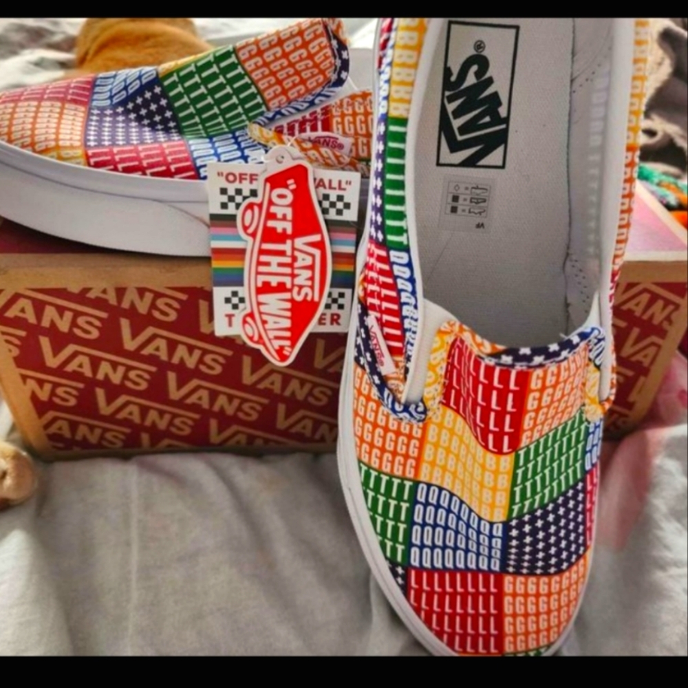 Rainbow Vans slip on